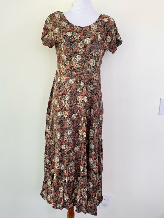 Vintage Dresses & Skirts - Vintage 80s 90s Floral Midi Summer Dress M Medium Whimsigoth Practical Magic
